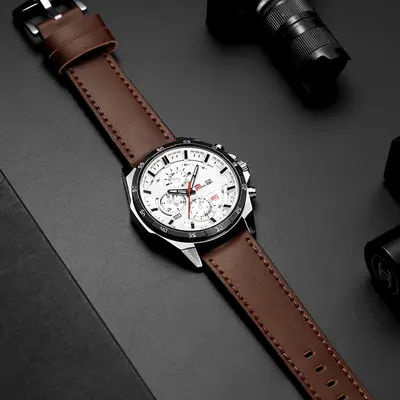 Quellhersteller Mode Herrensportuhr wasserdicht Outdoor-Sportuhr Casual Quarzuhr Student Uhr mit Lederarmband Kalender