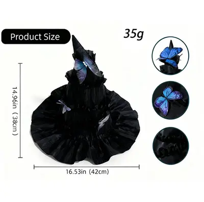 Halloween Lolita Witch Hat, Gothic Style, Butterfly Decor, Stage Props - 7