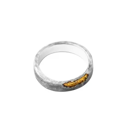 Men's Vintage Black Adjustable Open Ring, Black Gold