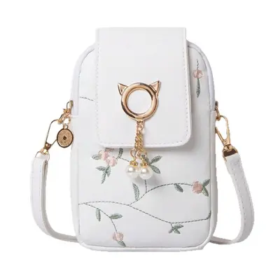 Embroidered Women's Phone Bag with Organizer Compartments - 6