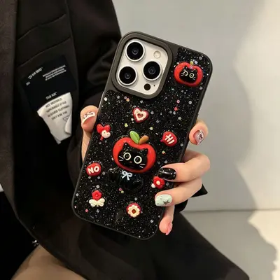 Y2K kırmızı elma kedisi Apple 18promax cep telefonu kılıfı iPhone17pro sevimli 16/15 yeni X için uygundur - 8