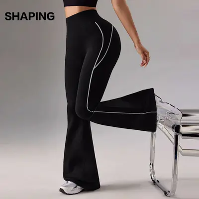 Yüksek belli mikro kloş yoga pantolonu, kalça kaldırıcı, kadın