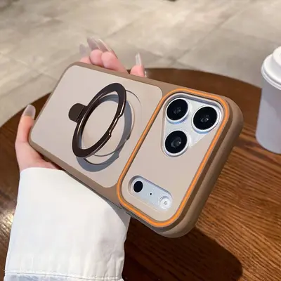 Magnetic Stand Phone Case for iPhone 18 Pro Max, Shockproof, Solid Color - 10