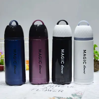 Promosyon hediye baskılı logo Mousse kristal termos erkek ve kız öğrenciler için paslanmaz çelik çift su bardağı taşınabilir su ısıtıcısı bardak
