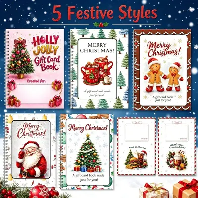Christmas Gift Card Book, Holiday Present Card Album Booklet