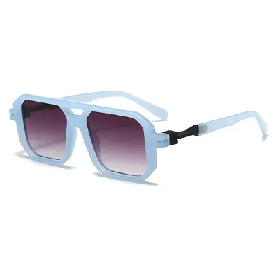 Retro Square Frame Double Bridge Sunglasses for Men and Women - 8
