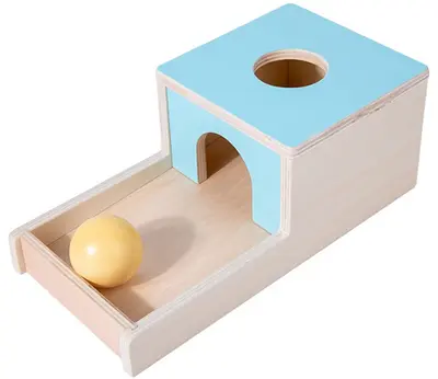 Holz Montessori Lernmaterial Textilpauke Kinder Frühförderung Lernspielzeug Montessori Münzwurf Kugelschublade Zielbox - 12