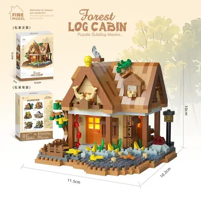 DIY Wooden Forest Log Cabin Building Block Set for Children - 9