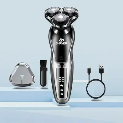 Men's Electric Shaver with Digital Display, Triple-Head, Washable