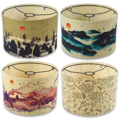 Chinese-Style Bamboo Lampshade with Removable Chandelier