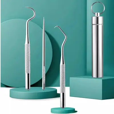 304 stainless steel dental floss set, portable - 3