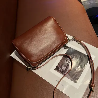 Retro Leather Underarm Bag, Vegetable-Tanned Cowhide Crossbody, Model 776 - 8