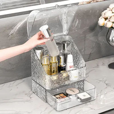 Cosmetics organizer large capacity, drawer storage, dust-proof