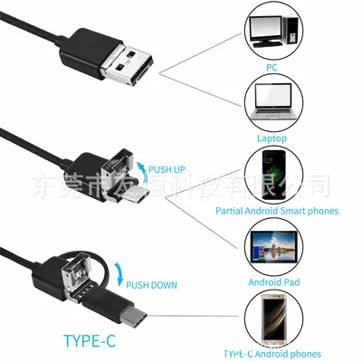 HD 3-in-1 endoscope, Android compatible, waterproof