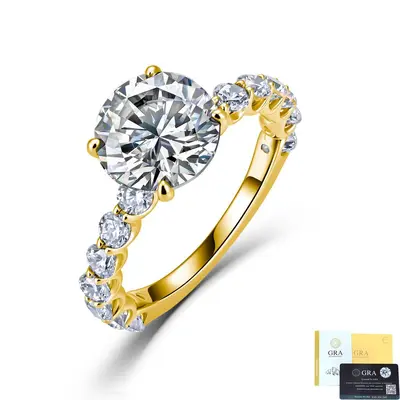 S925 Silver Moissanite Ring, Four-Prong Setting, 1 Carat - 7