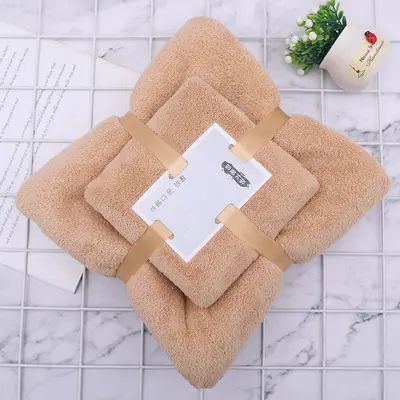 珊瑚绒毛巾浴巾套装纯色比纯棉吸水家用柔软洗脸巾礼品装吸水性强 - 10
