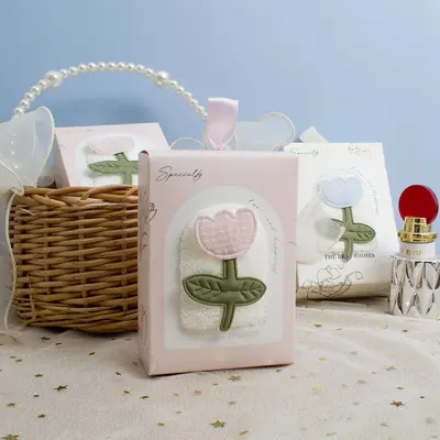 Tulpen-Handtuch-Geschenkset, 4-teilig