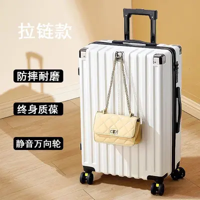 Aluminum Frame Leather Suitcase with Universal Wheels, Carry-On Size - 8