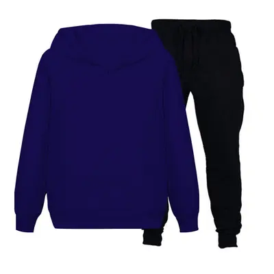 Children's Hooded Thin Sweatshirt and Long Pants Daily Set, Plain Colour - 11