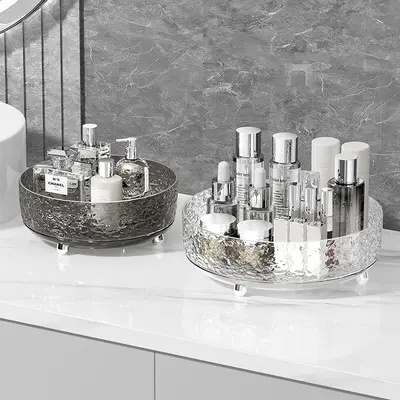 Rotating cosmetic storage box for makeup desk