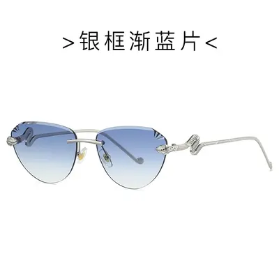 New Frameless Cat-Eye Sunglasses 2501, UV Protection, Women's - 13