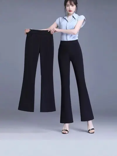 Women's Nine-Point Micro Flare Pants, High Waist, Stretch, 2025 - 1