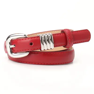 Women's Red Belt for Jeans, Decorative Leather Look, Versatile Style - 10