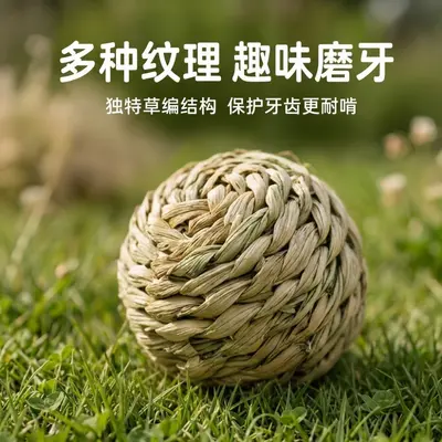 Woven Grass Dog Chew Ball, Teeth Cleaning and Enrichment, Puppy Toy - 4