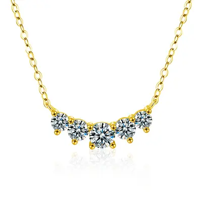 925 Silver Moissanite Necklace, Seven Princess Design, Clavicle Chain - 11