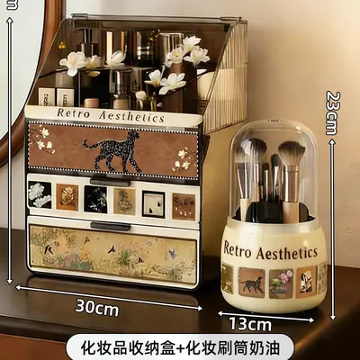 Vintage-Kosmetik-Aufbewahrungsbox mit Schubladen, großes Fassungsvermögen - 11