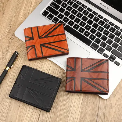 Men's Short Wallet with Embossed Mi Pattern, Large Capacity - 1