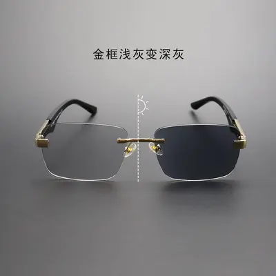 Rahmenlose polygonale Herren-Sonnenbrille, Retro-Modestil - 11