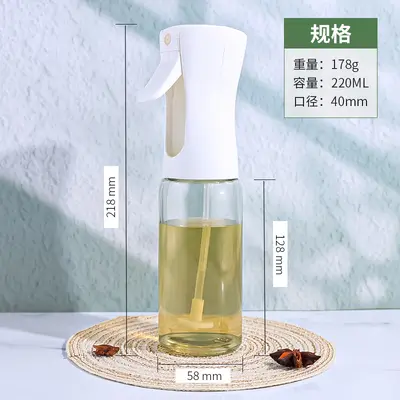 Mutfak ev yağ sprey şişesi 220 ml büyük kapasiteli cam yağ şişesi mutfak malzemeleri basın atomizasyon yağ kontrolü sprey şişesi - 7
