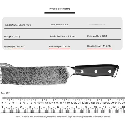 Küchenmesser-Set mit Damaszener-Muster, Santoku-Messer, schwarzer Holzgriff