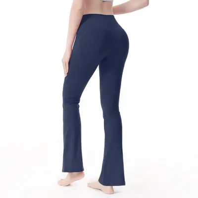 Leopard Print Micro Flare Yoga Pants, Slim Fit - 11
