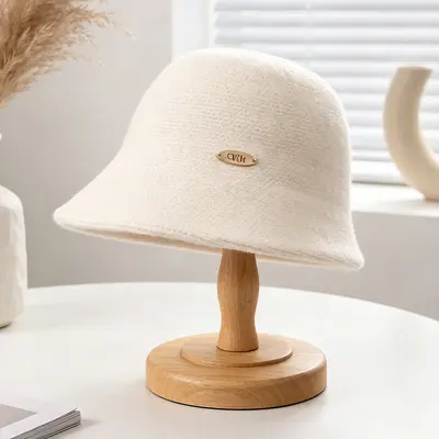 Korean-Style Wool Blend Fisherman Hat for Women, Windproof, Autumn Winter - 9