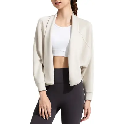 Athena lulu Sand-Washed Air Layer Long Sleeve Shawl Women Modal Naked-Feel Loose Cardigan Yoga Wear Top - 5