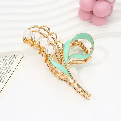 Valley Lily Flower Super Fairy Elegant Large High-Quality Hair Clip Women Back of Head Summer Forest Shark Clip Hair Accessories