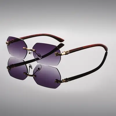 Rahmenlose Herren-Sonnenbrille, eckig, UV400-Schutz - 8