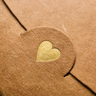 Small Greeting Card Envelope, Hot-Stamped Heart Design, Pearlescent Paper - 4