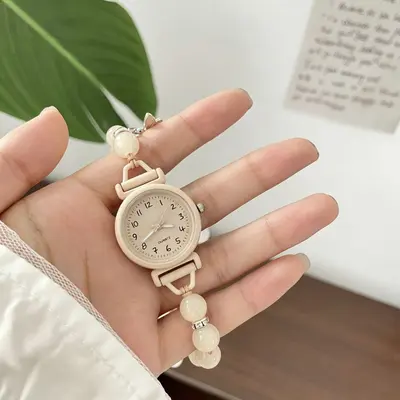 Kelebek boncuklu bileklik saat, kuvars, öğrenciler için - 8