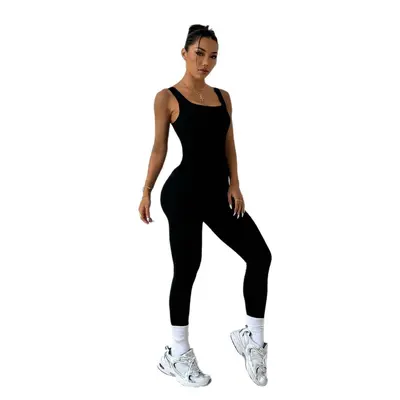 Women's Open-Back Jumpsuit, High-Stretch Yoga Wear - 5