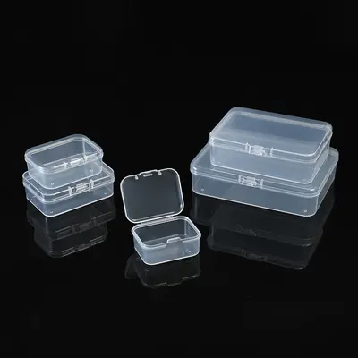 Dikdörtgen plastik kutu, şeffaf saklama kutusu, kalınlaştırılmış PP küçük parçalar ve aletler düzenleyici hediye kutusu, kırtasiye kutusu