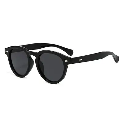 Round Frame Sunglasses with Metal Rivets, Light Luxury, Unisex Sun Protection - 6