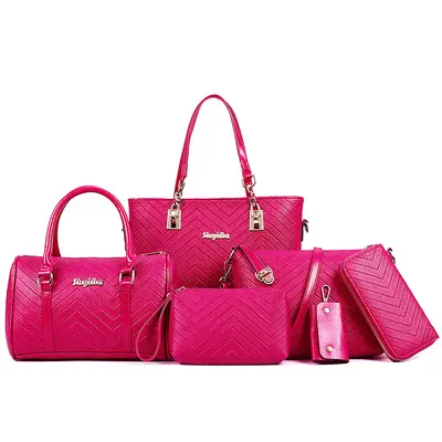 Damentaschen-Set mit Prägemuster, sechsteilig, inklusive Mutter-Kind-Tasche - 3