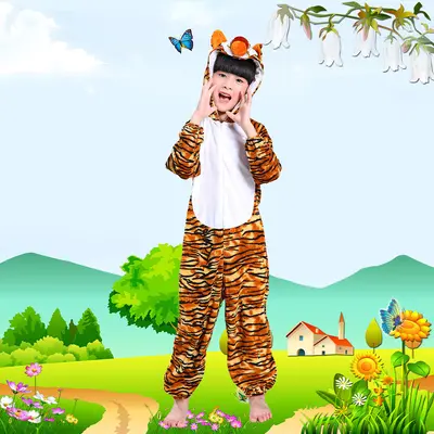 Children's Animal Costume for Kindergarten Performances, Tiger, Rabbit, Bee, Mouse, Fox, C - 11
