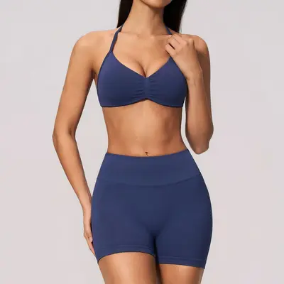 Lycra Seamless Yoga Set for Women Backless Halter Neck Quick-Dry 4535 - 9