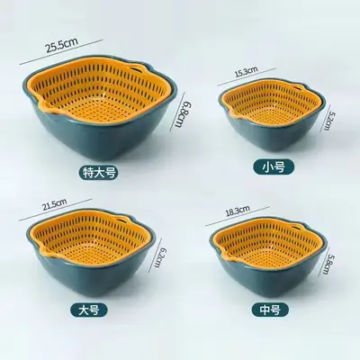 塑料双层洗菜盆沥水篮子厨房多功能客厅家用水果盘洗水果菜篮子 - 13