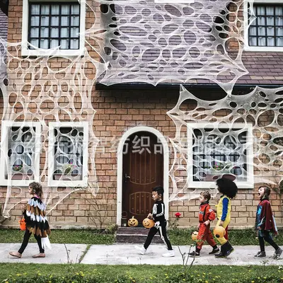 Grenzüberschreitend exklusiv für DIY-Halloween-Dekoration: Spinnennetz-Gaze, Mullstoff mit Löchern, elastischer Stoff, Spinnennetz-Gaze, Atmosphäre-Dekoration
