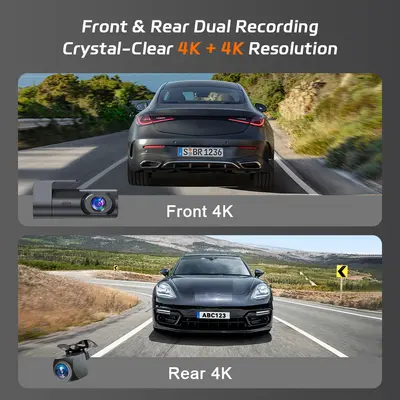 Dual recording dash cam, 4K, WiFi, front-rear